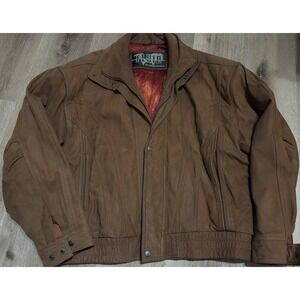 Vintage Fluid International Leather Jacket Mens XL Brown Quilted Lining PLS Read